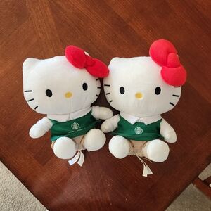 2 Starbucks Hello Kitty Plush with Red Bow